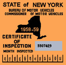 (image for) 1958-59 New York INSPECTION Sticker